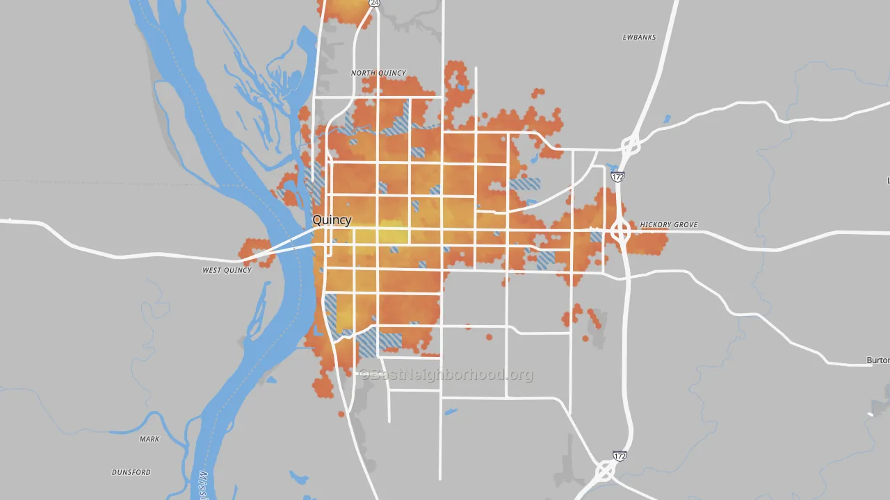 Bike Grade map of Quincy, IL