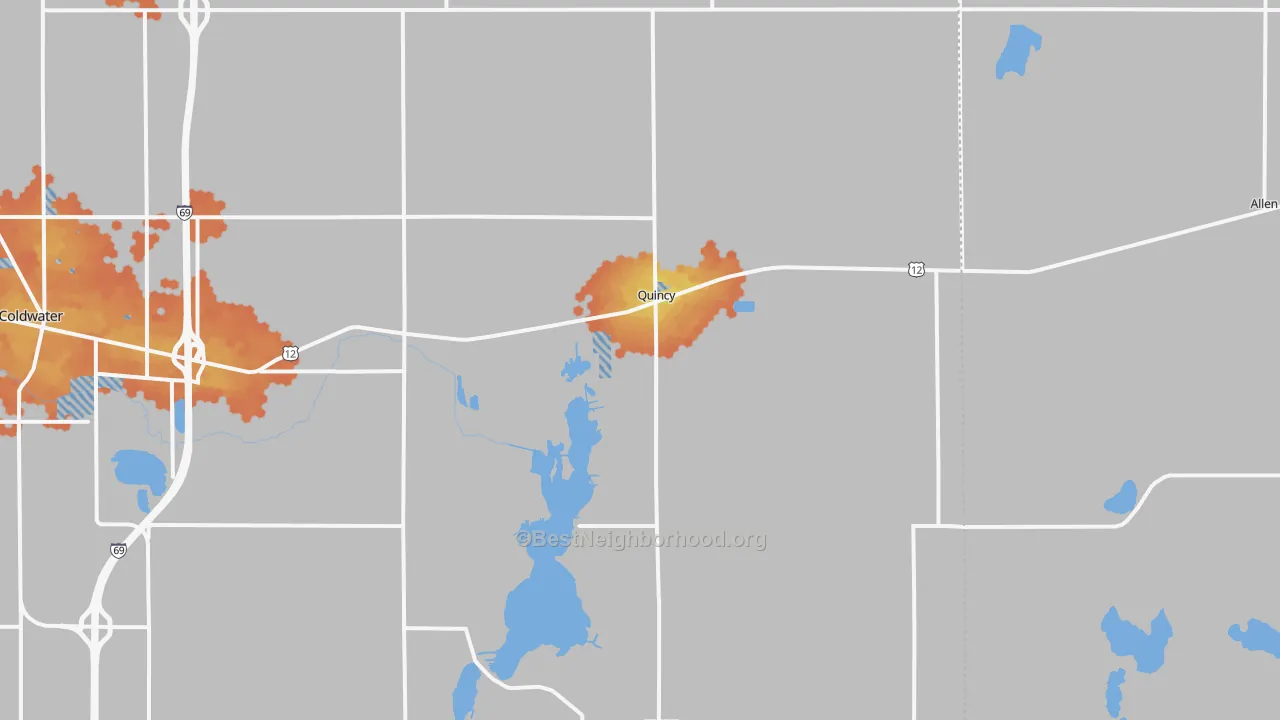 Bike Grade map of Quincy, MI