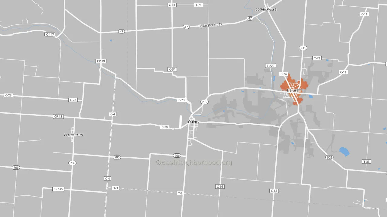 Bike Grade map of Quincy, OH
