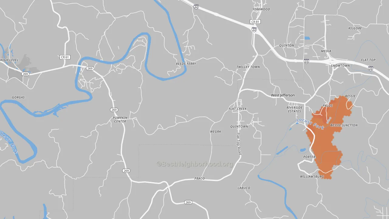 Bike Grade map of Quinton, AL