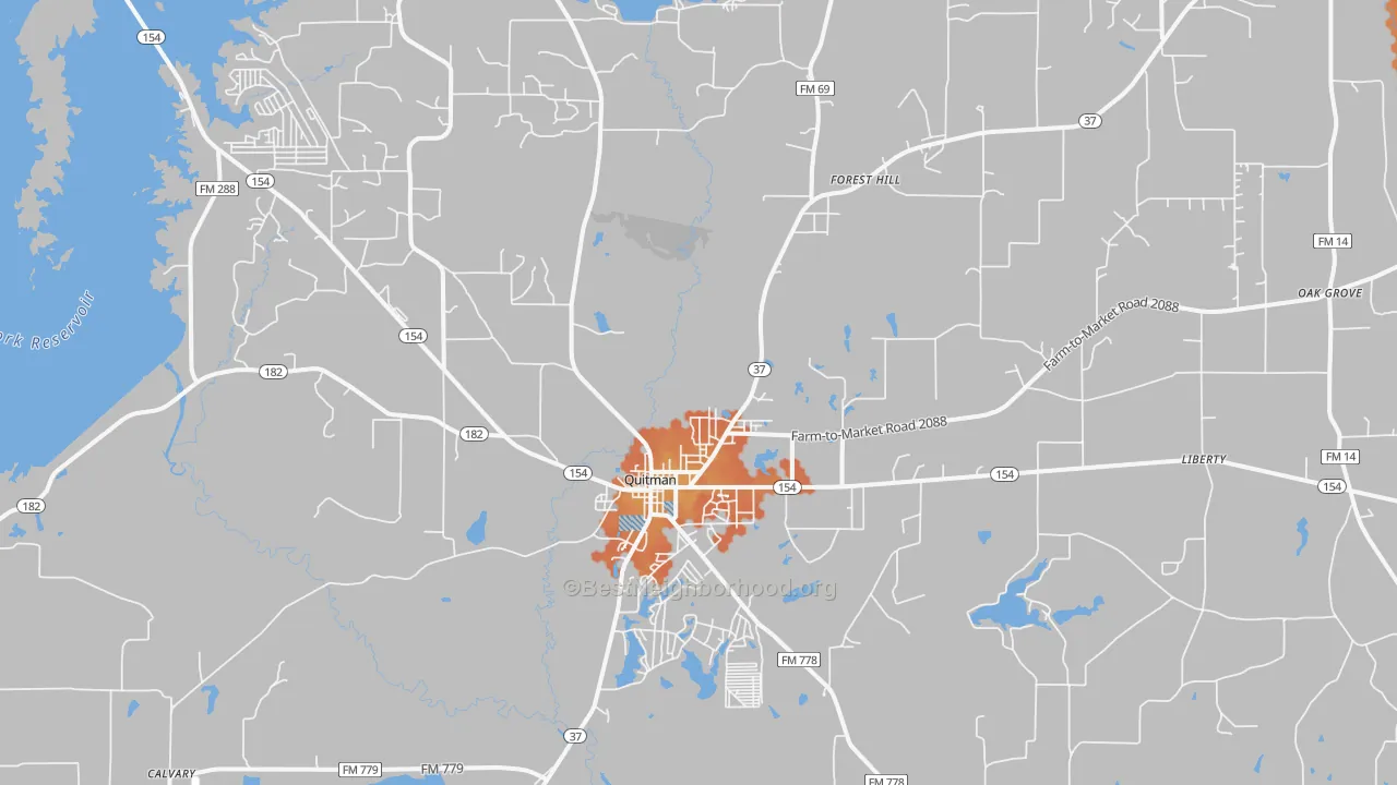 Bike Grade map of Quitman, TX