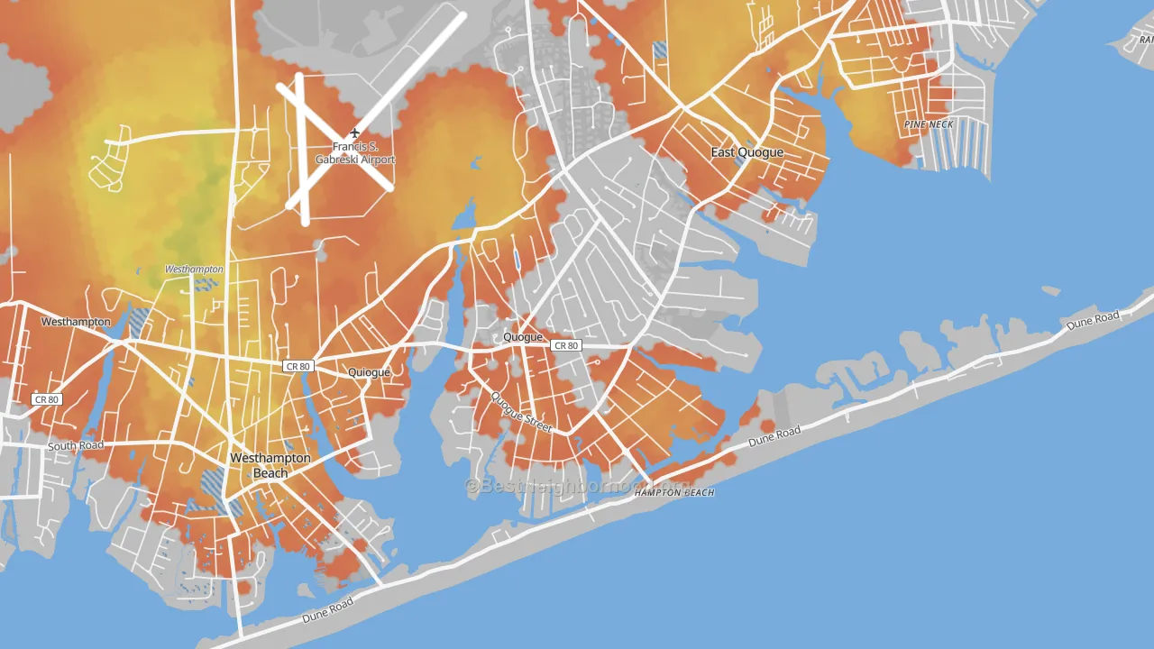 Bike Grade map of Quogue, NY