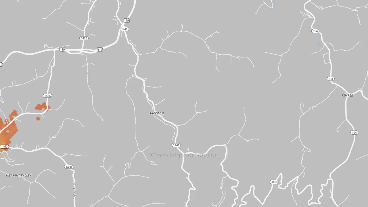 Bike Grade map of Raccoon, KY