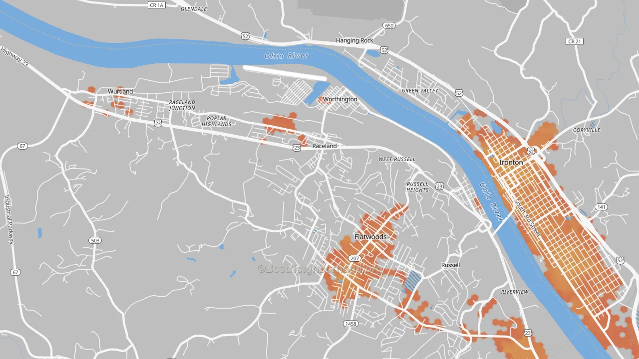 Bike Grade map of Raceland, KY