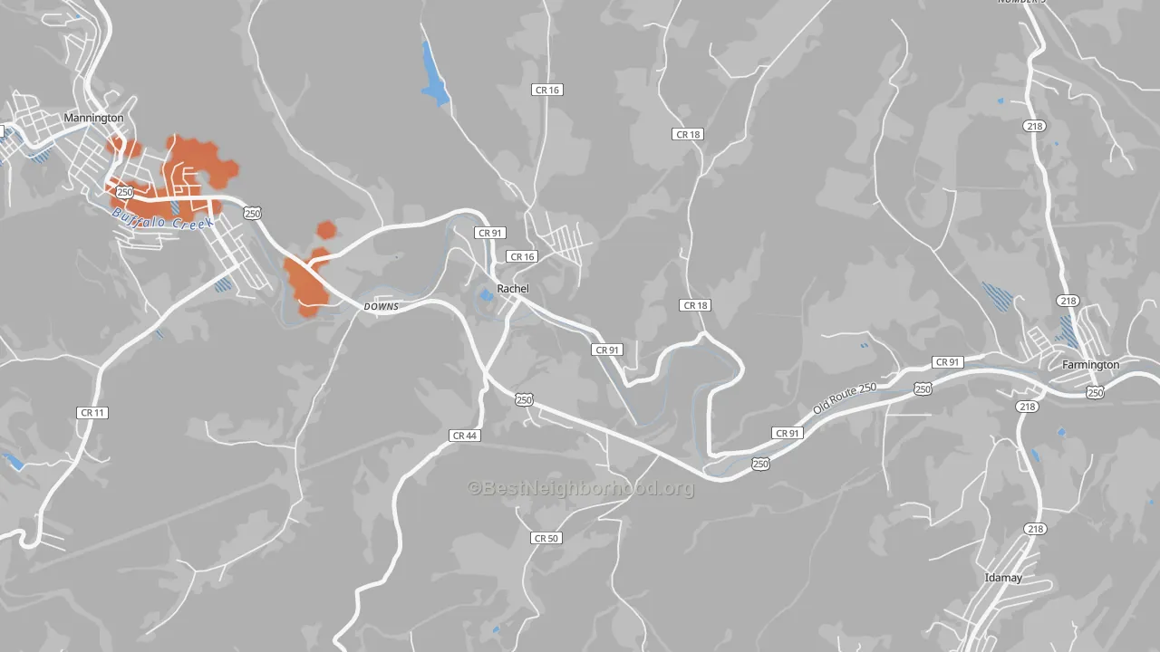 Bike Grade map of Rachel, WV
