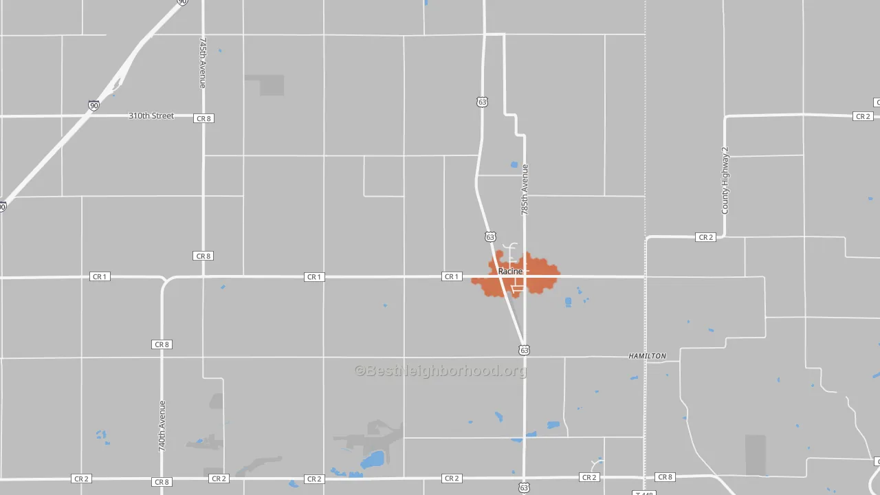 Bike Grade map of Racine, MN
