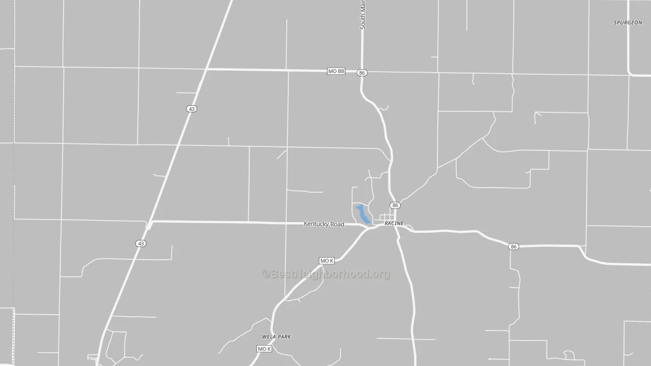 Bike Grade map of Racine, MO