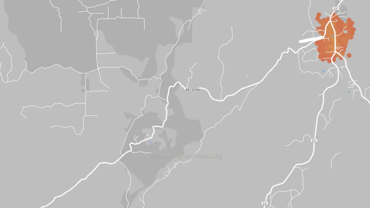 Bike Grade map of Rackerby, CA