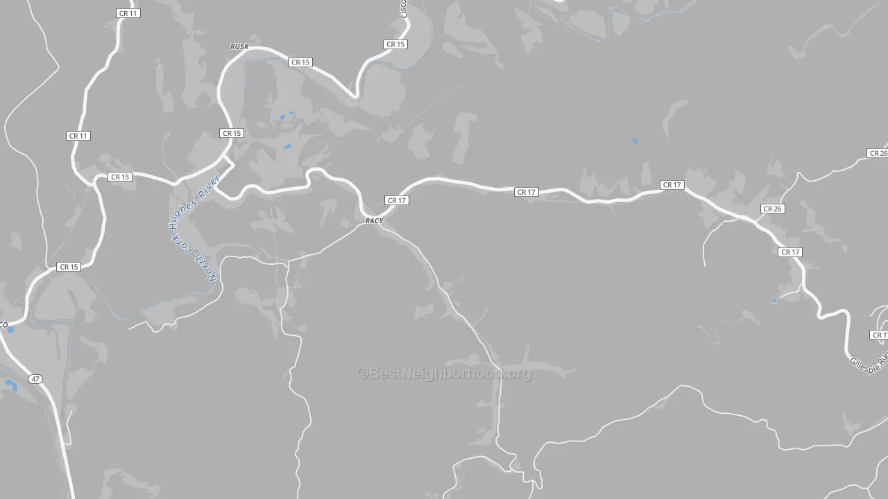 Bike Grade map of Racy, WV
