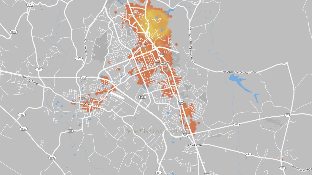 Bike Grade map of Radcliff, KY