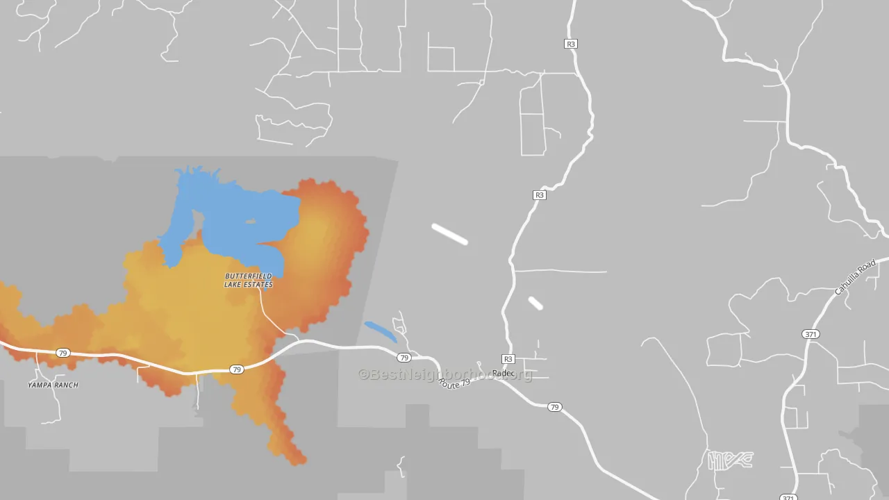 Bike Grade map of Radec, CA
