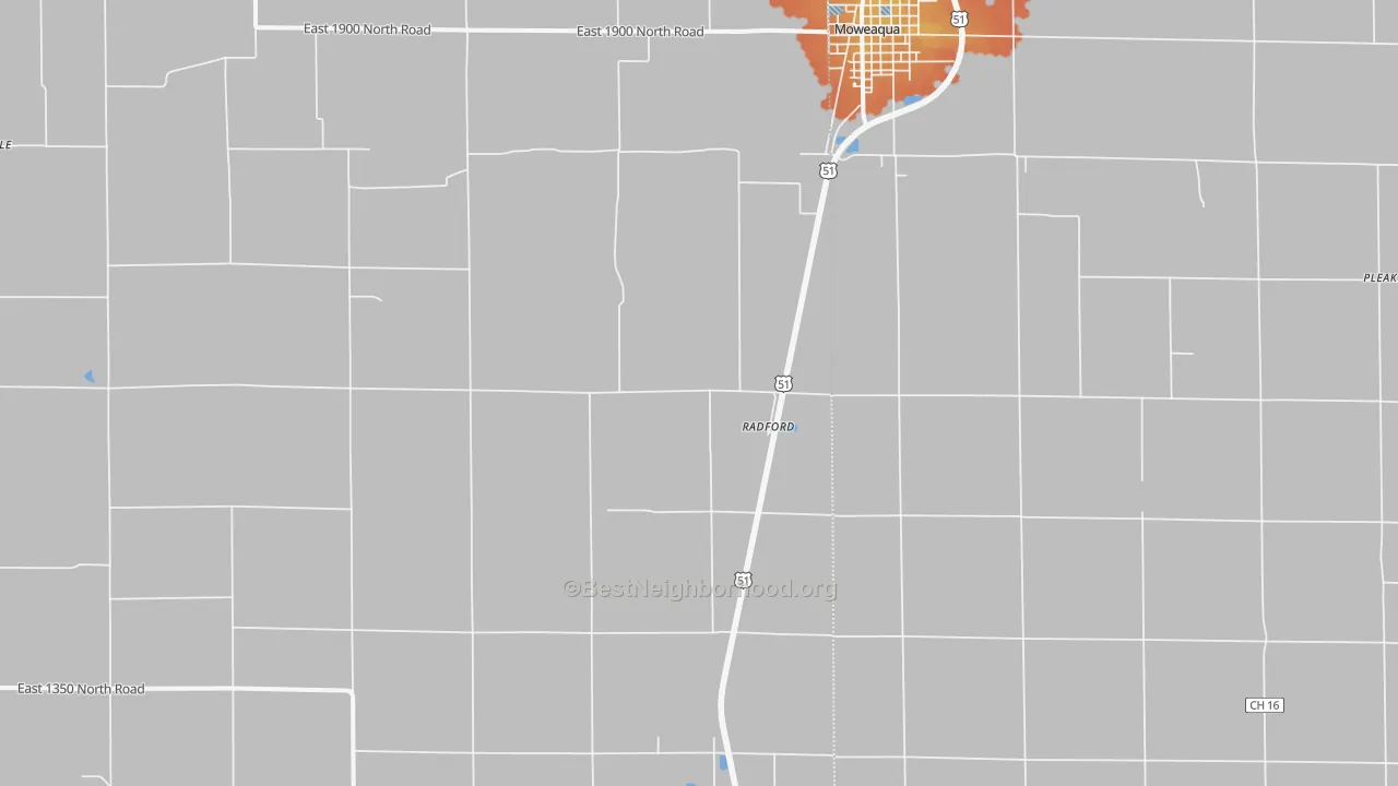 Bike Grade map of Radford, IL