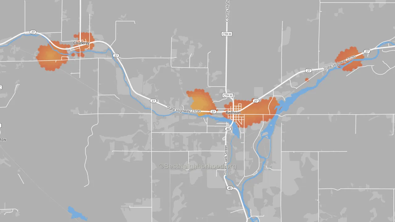 Bike Grade map of Radisson, WI