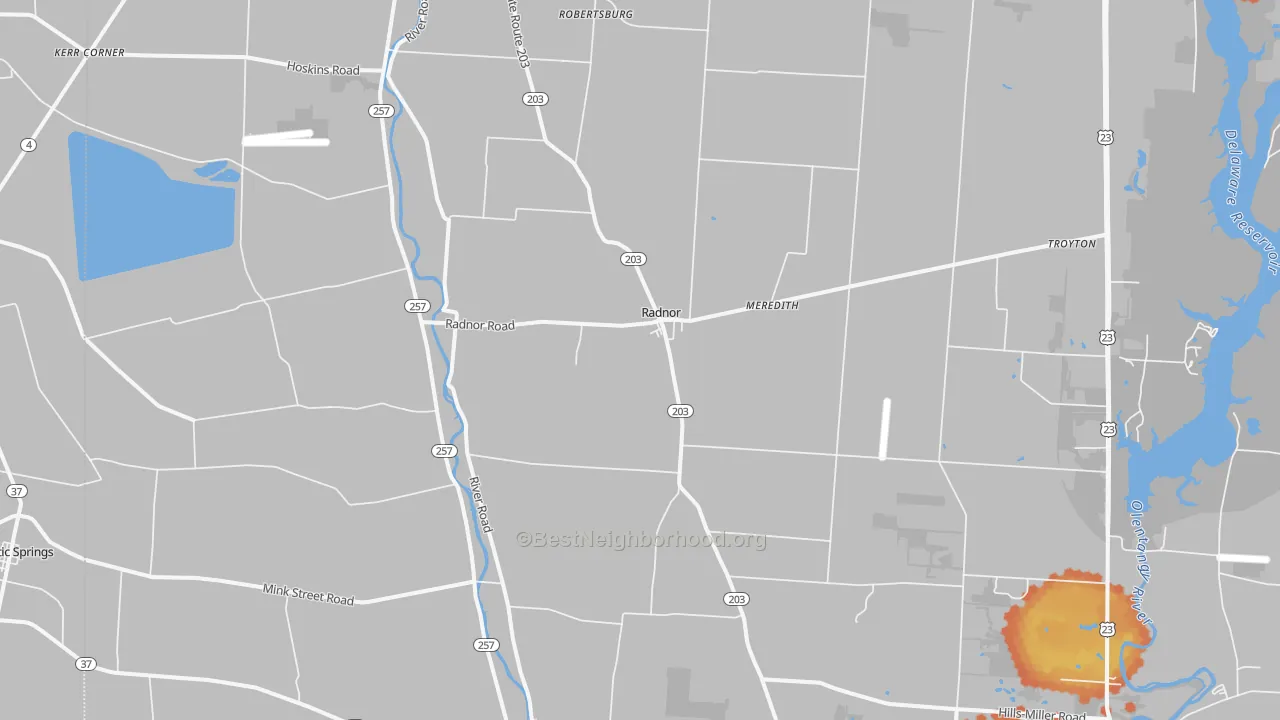 Bike Grade map of Radnor, OH