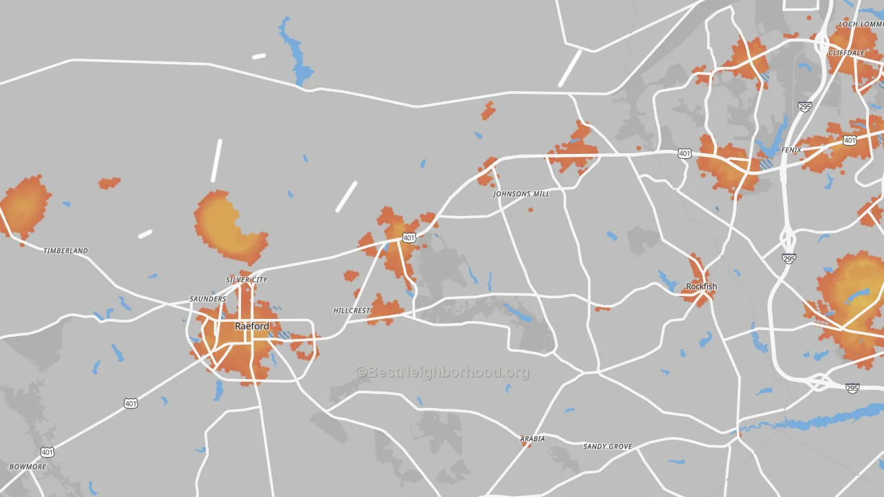 Bike Grade map of Raeford, NC