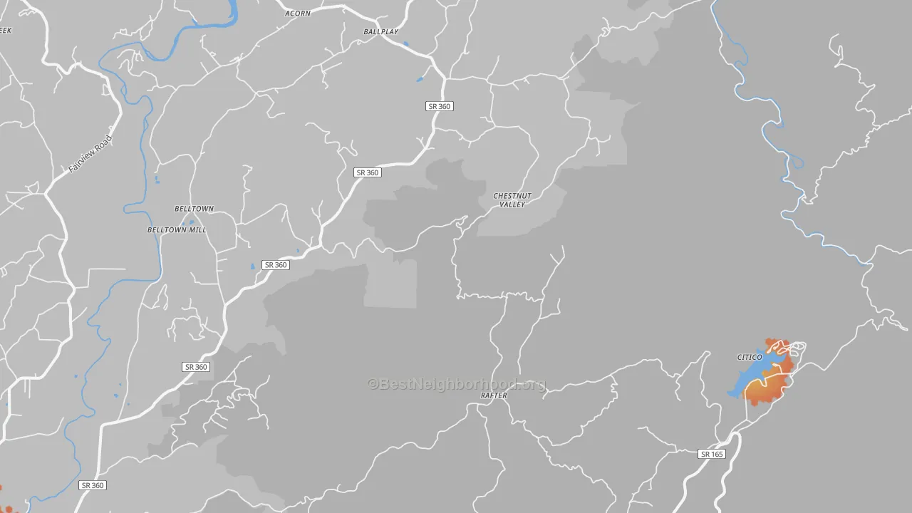 Bike Grade map of Rafter, TN