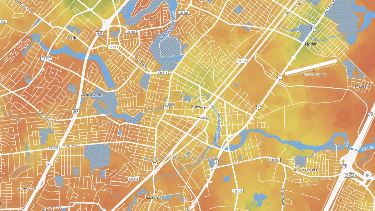 Bike Grade map of Rahway, NJ