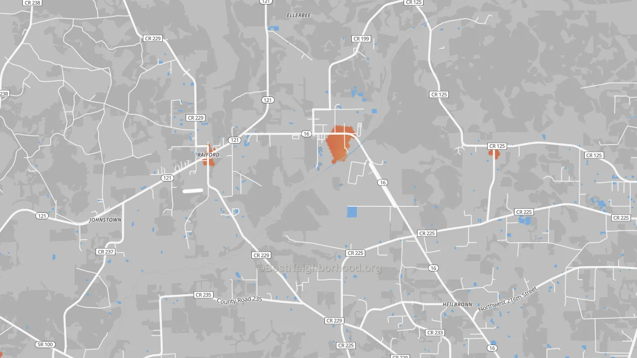 Bike Grade map of Raiford, FL