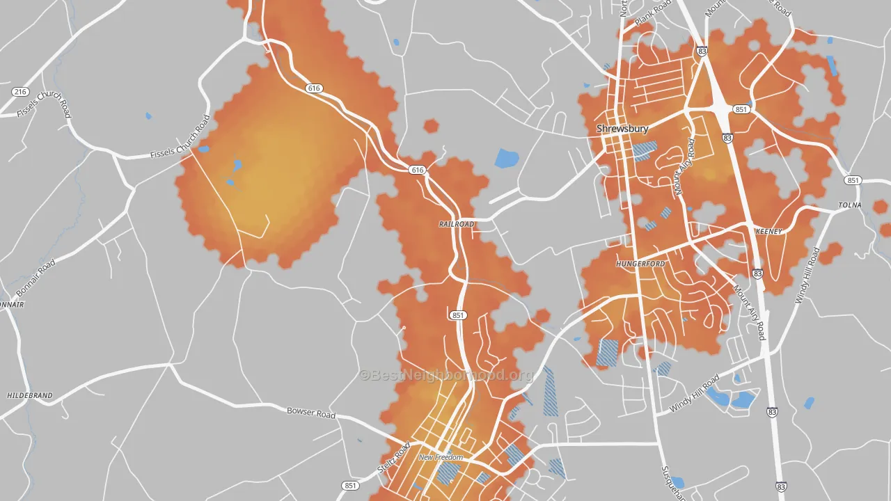 Bike Grade map of Railroad, PA