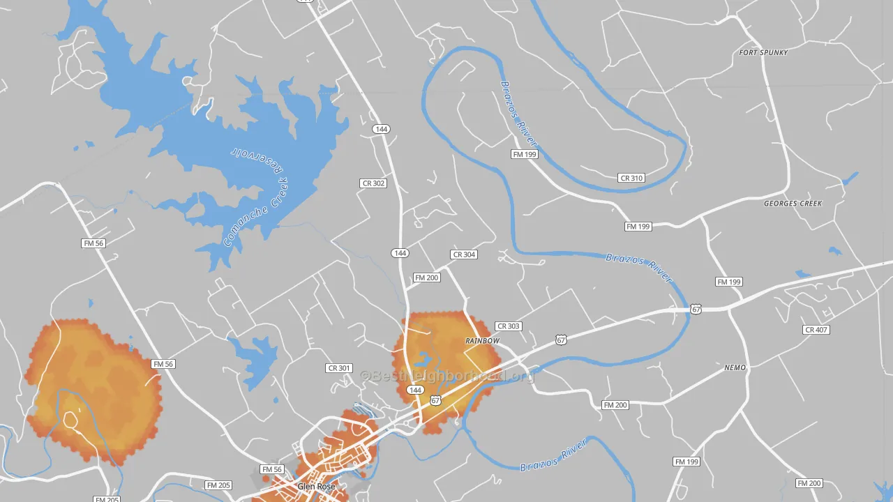 Bike Grade map of Rainbow, TX