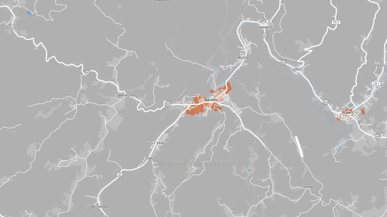 Bike Grade map of Rainelle, WV