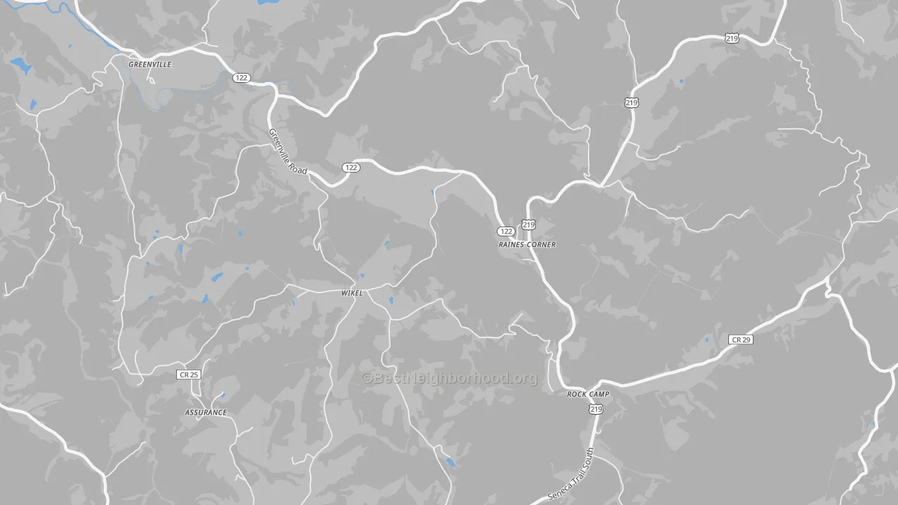Bike Grade map of Raines Corner, WV