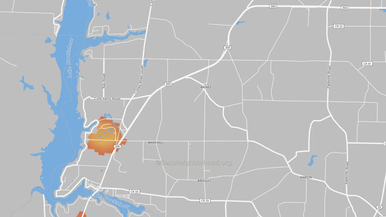 Bike Grade map of Raines, GA