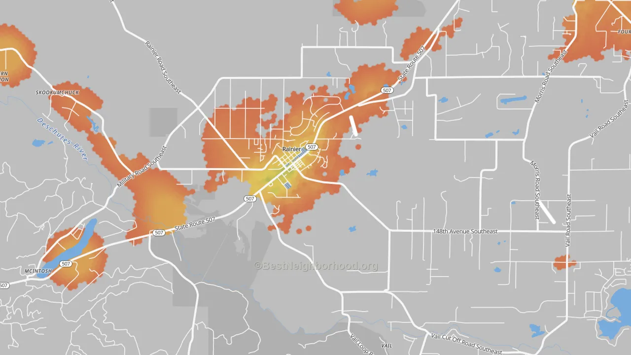 Bike Grade map of Rainier, WA