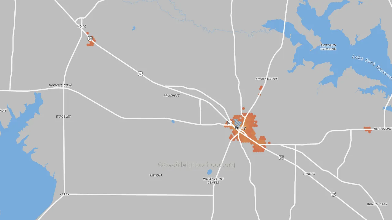 Bike Grade map of Rains County, TX
