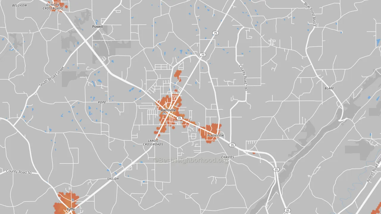 Bike Grade map of Rainsville, AL