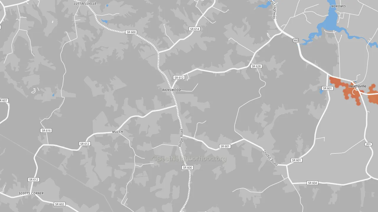 Bike Grade map of Rainswood, VA