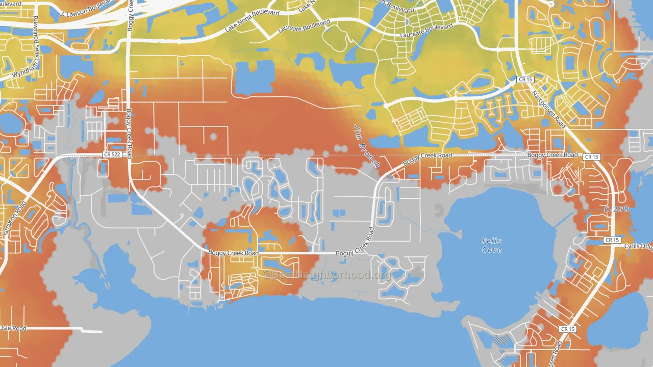 Bike Grade map of Raintree, Kissimmee, FL