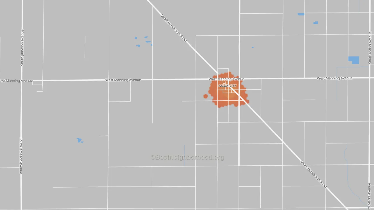Bike Grade map of Raisin, CA