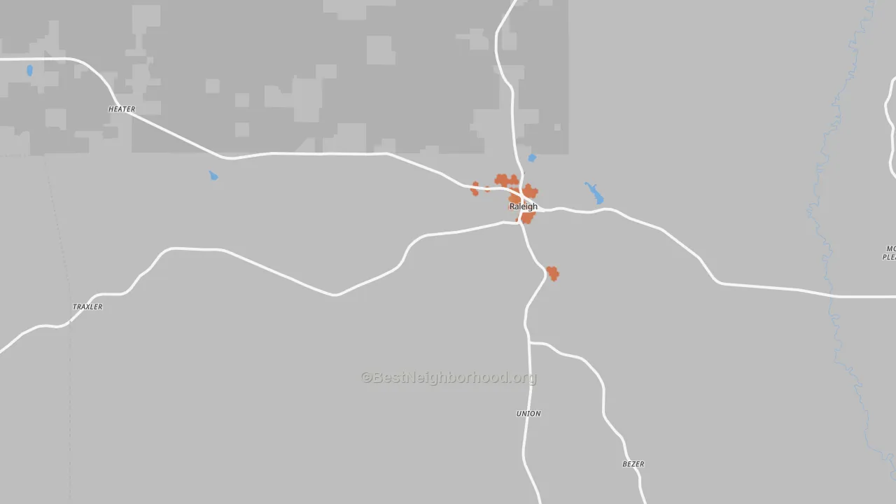Bike Grade map of Raleigh, MS