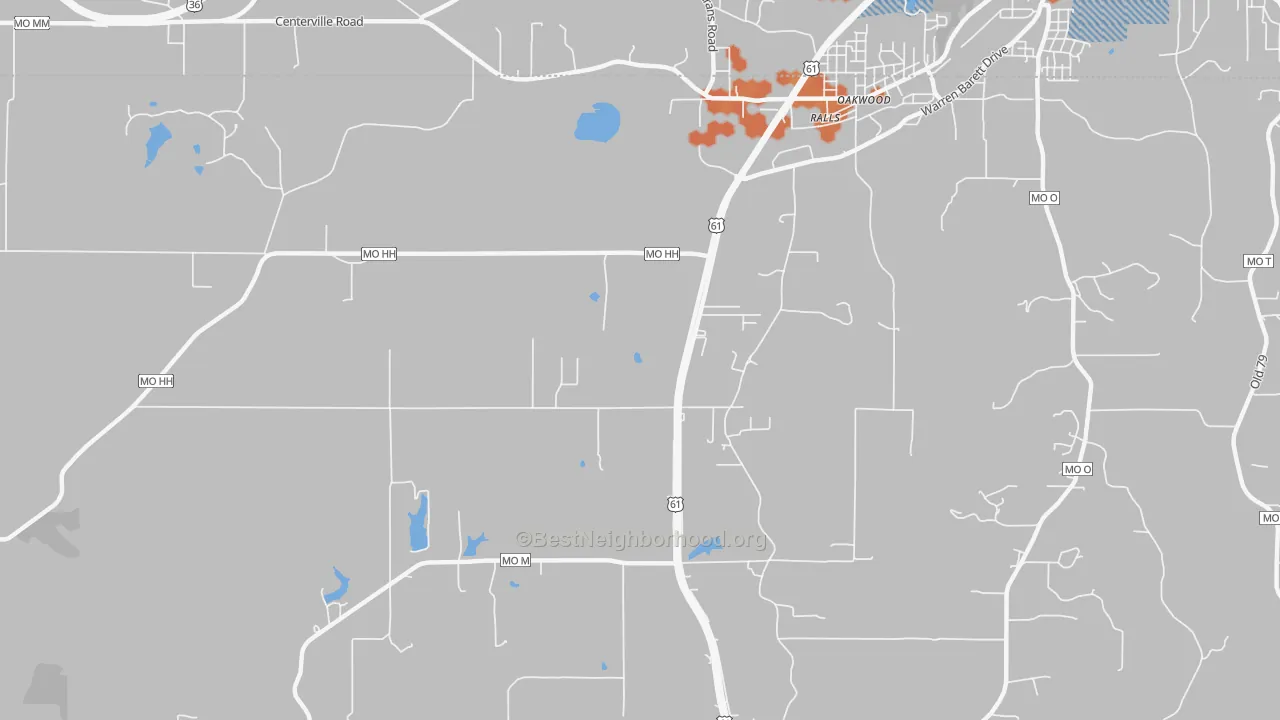 Bike Grade map of Ralls, MO