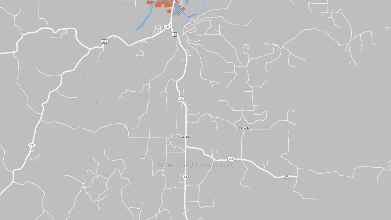 Bike Grade map of Ralph, AR