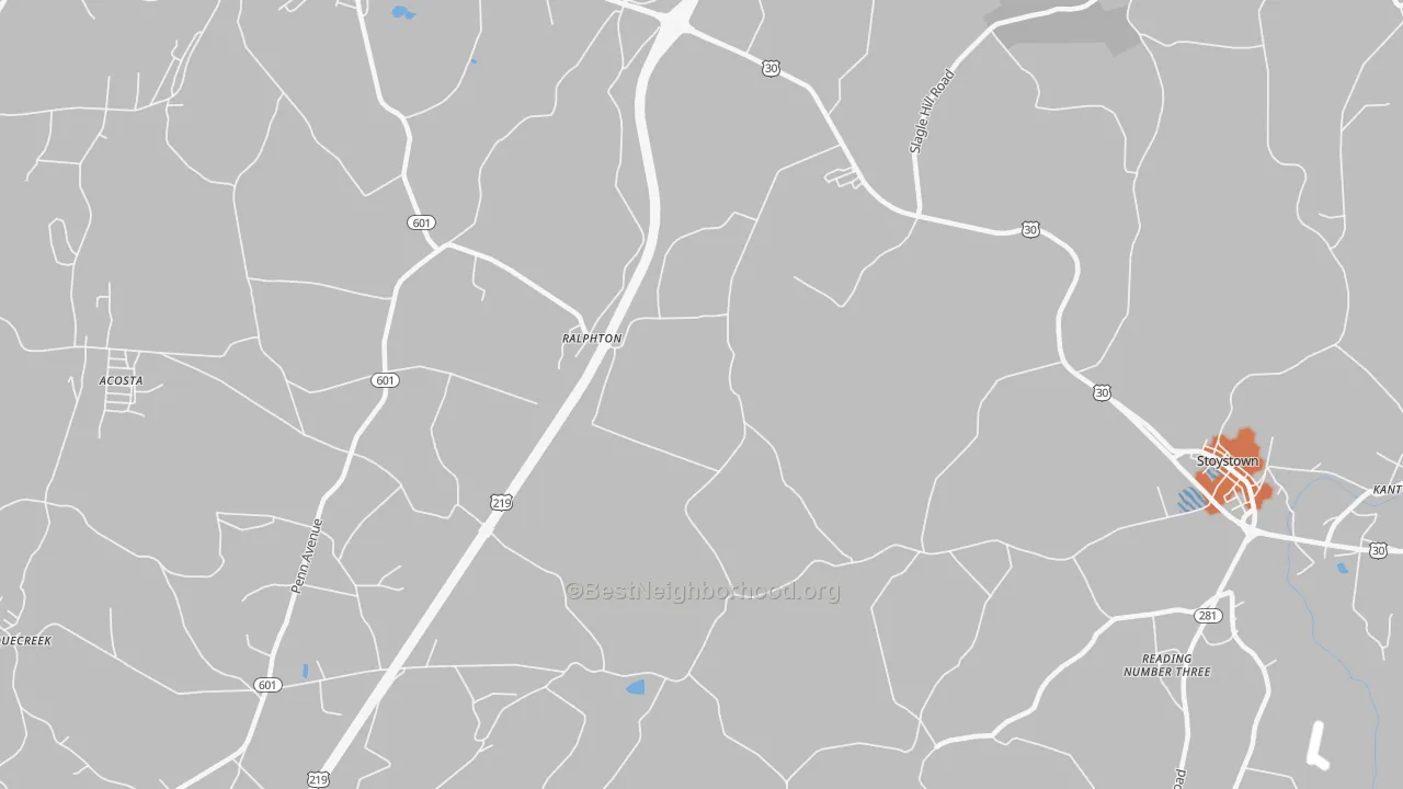 Bike Grade map of Ralphton, PA