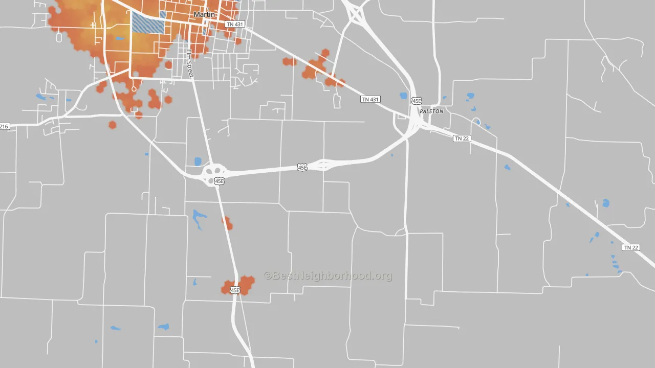 Bike Grade map of Ralston, TN