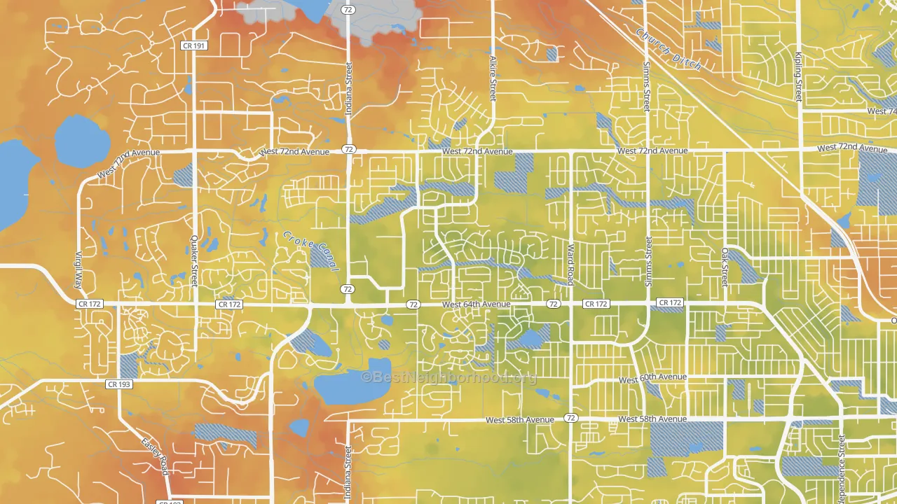 Bike Grade map of Ralston Valley, Arvada, CO