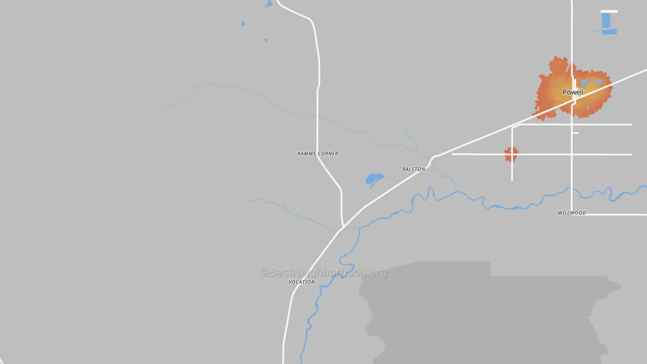 Bike Grade map of Ralston, WY