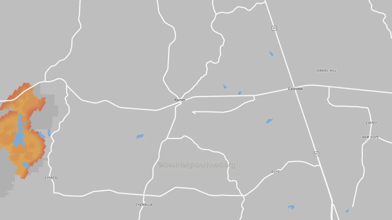 Bike Grade map of Ramer, TN
