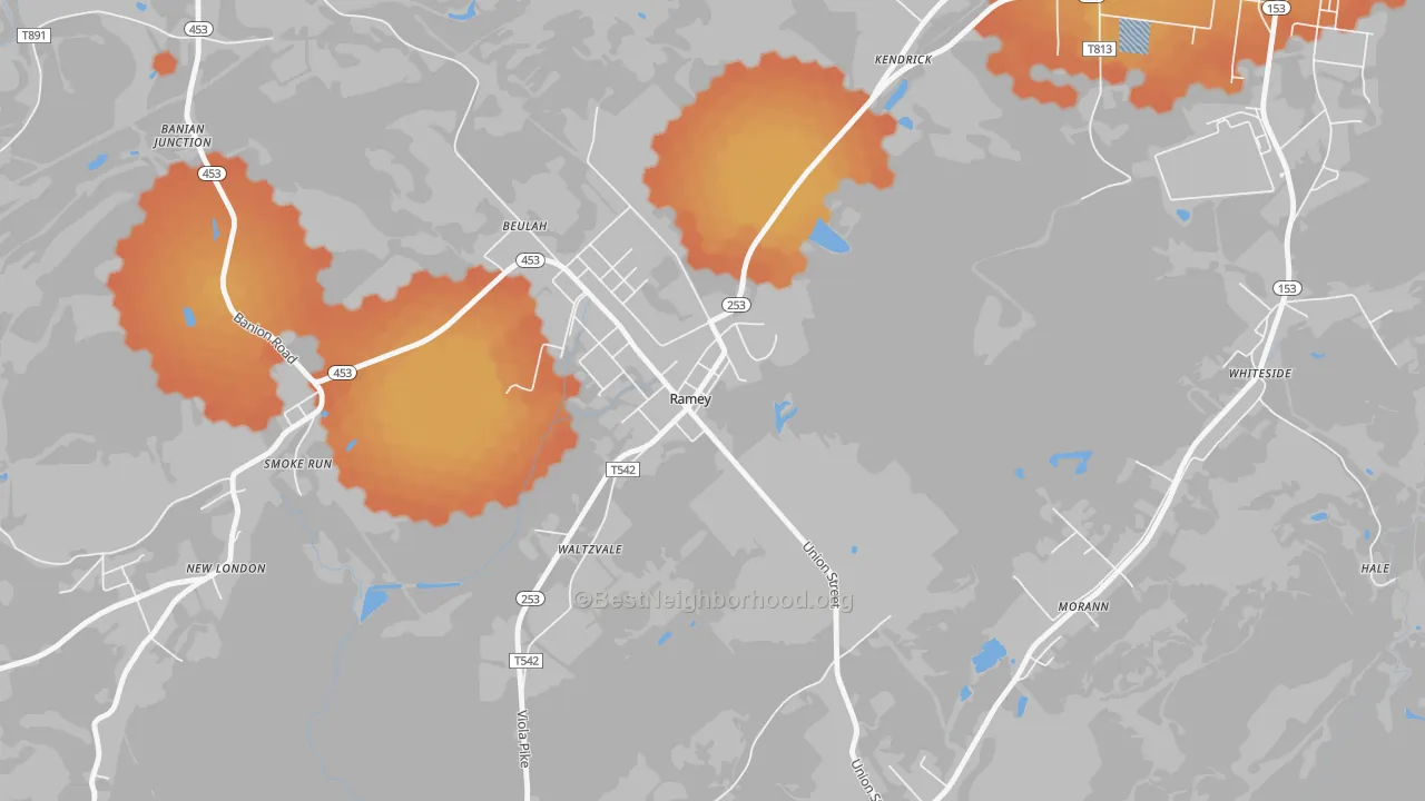 Bike Grade map of Ramey, PA