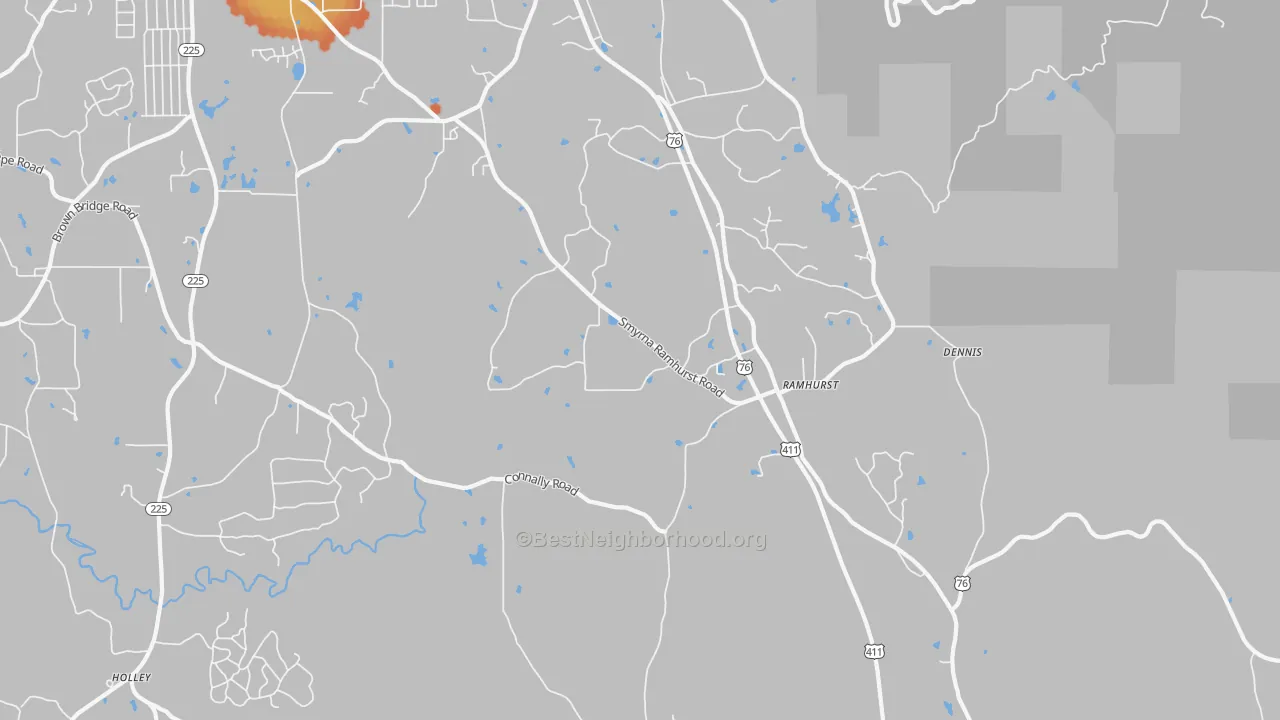 Bike Grade map of Ramhurst, GA