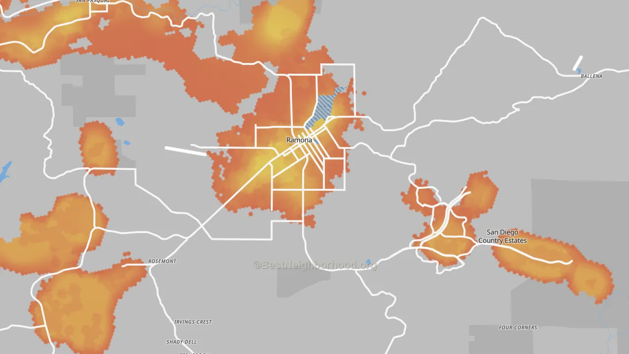 Bike Grade map of Ramona, CA