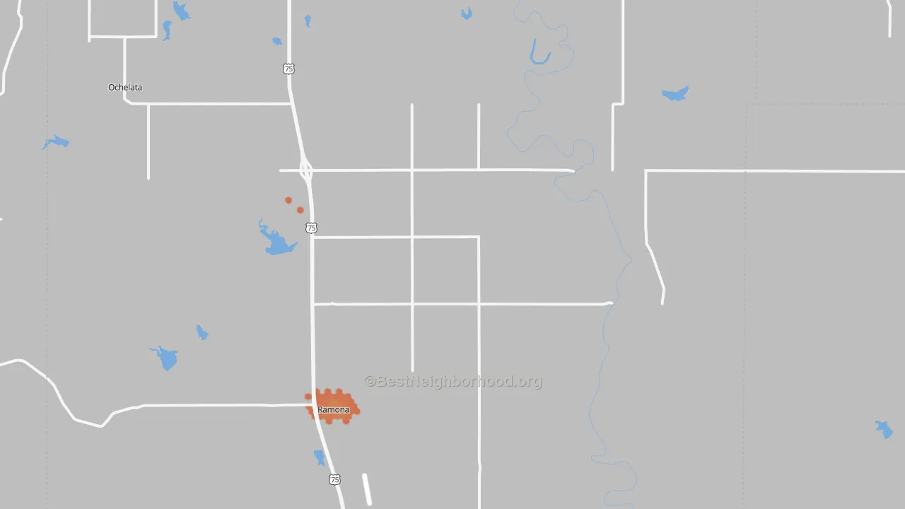 Bike Grade map of Ramona, OK