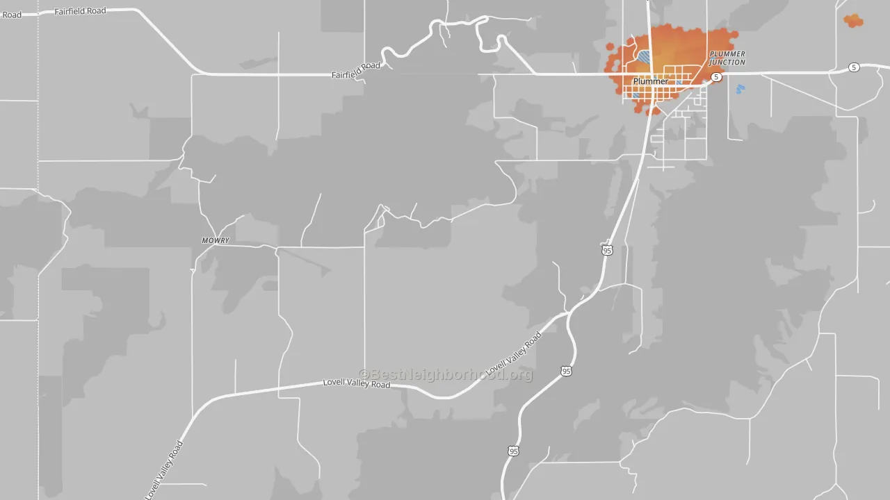 Bike Grade map of Ramsdell, ID