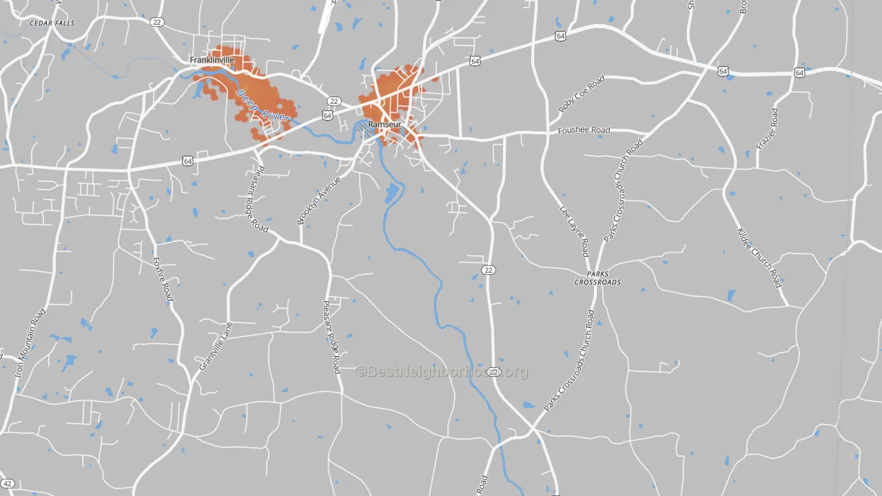 Bike Grade map of Ramseur, NC