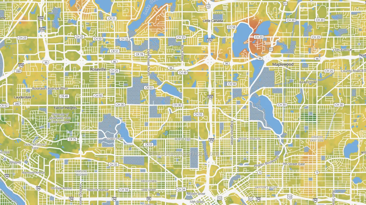 Bike Grade map of Ramsey County, MN