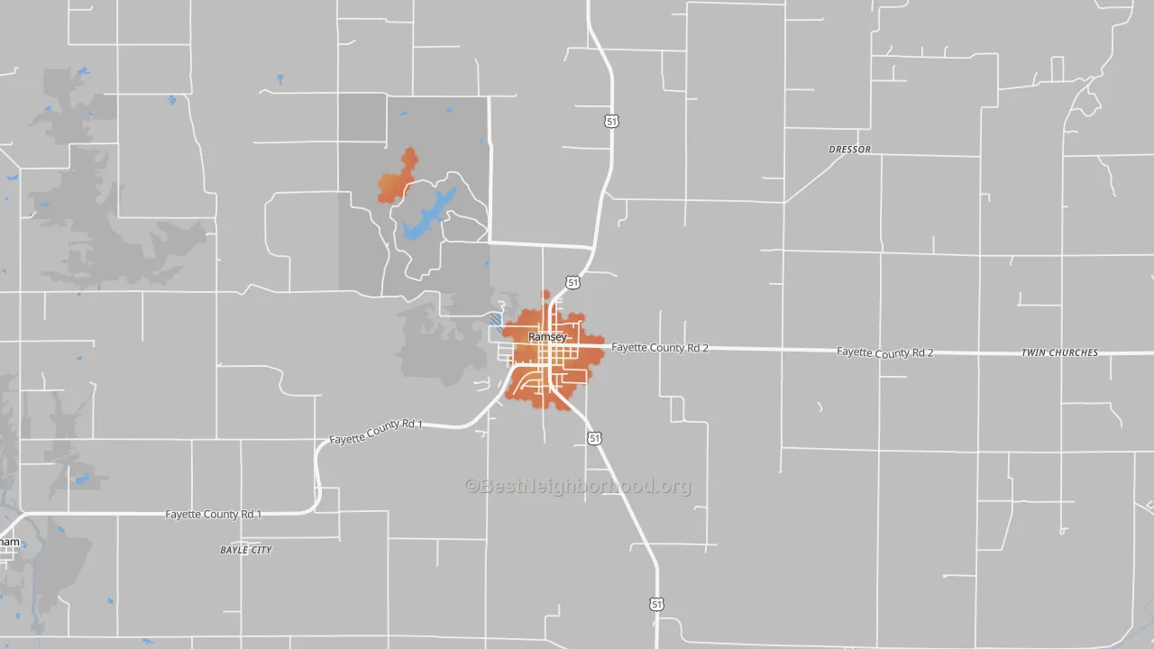 Bike Grade map of Ramsey, IL