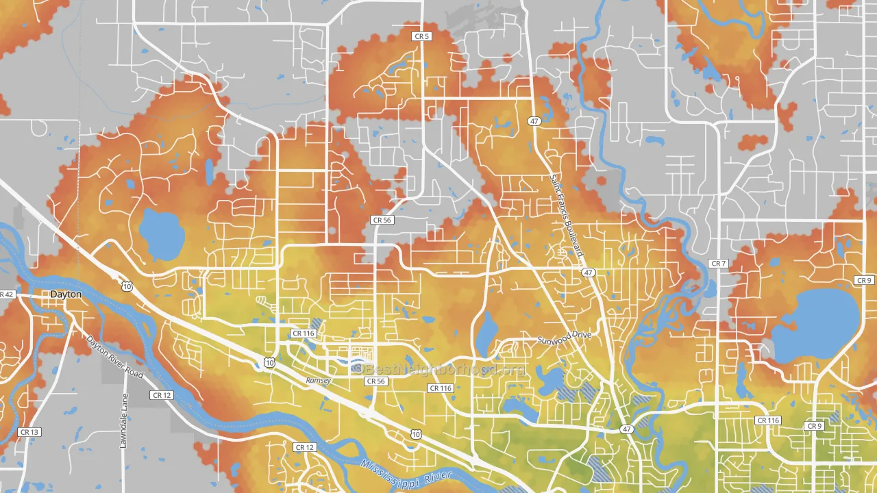 Bike Grade map of Ramsey, MN